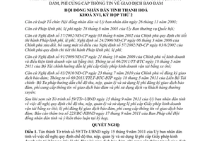 Nghị quyết 07/2011/NQ-HĐND lệ phí cấp Giấy phép kinh doanh vận tải bằng xe ôtô Thanh Hóa