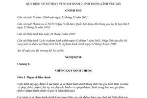 Nghị định 84/2011/NĐ-CP Quy định xử phạt vi phạm hành chính trong lĩnh vực giá