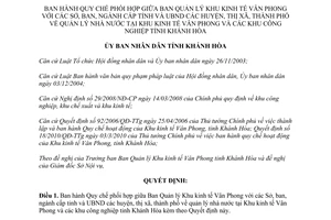 Quyết định 23/2011/QĐ-UBND Quy chế phối hợp giữa Ban Quản lý Khu kinh tế