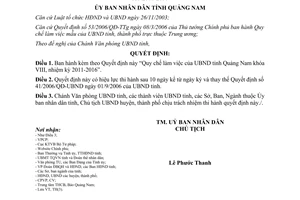 Quyết định 28/2011/QĐ-UBND Quy chế làm việc UBND Quảng Nam khóa VIII 2011-2016