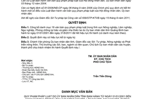 Quyết định 2406/QĐ-UBND năm 2011 danh mục văn bản đã hết hiệu lực Quảng Bình