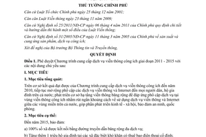 Quyết định 1643/QĐ-TTg  phê duyệt Chương trình cung cấp dịch vụ viễn thông