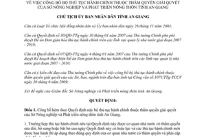 Quyết định số 1667/QĐ-UBND năm 2011 công bố bộ thủ tục hành chính An Giang