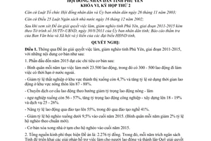 Nghị quyết 24/2011/NQ-HĐND giải quyết việc làm, giảm nghèo tỉnh Phú Yên