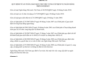 Thông tư 29/2011/TT-NHNN  an toàn, bảo mật cho việc cung cấp dịch vụ internet