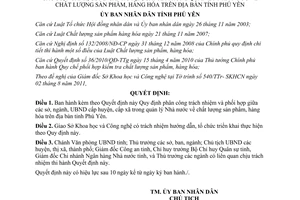 Quyết định 1515/2011/QĐ-UBND quản lý Nhà nước chất lượng sản phẩm, hàng hóa