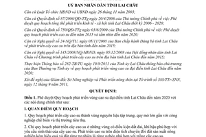 Quyết định 1109/QĐ-UBND 2011 phê duyệt Quy hoạch phát triển vùng cao su đến 2020 Lai Châu