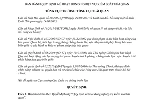 Quyết định 1843/QĐ-TCHQ hoạt động nghiệp vụ kiểm soát hải quan