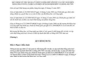 Thông tư 22/2011/TT-BKHCN  quản lý chất lượng dây và cáp cách điện