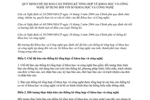 Thông tư 23/2011/TT-BKHCN chế độ báo cáo thống kê tổng hợp