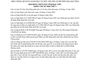 Nghị quyết 05/2011/NQ-HĐND sửa đổi Nghị quyết 01/2007/NQ-HĐND