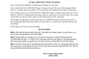 Quyết định 52/2011/QĐ-UBND chức năng tổ chức ban dân tộc tỉnh Lâm Đồng