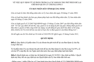 Quyết định 2992/2011/QĐ-UBND quy định tỷ lệ phần trăm khoản thu phí trích để lại