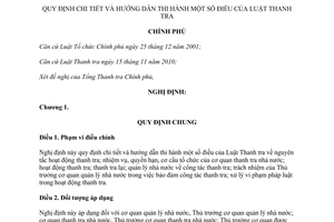 Nghị định 86/2011//NĐ-CP hướng dẫn Luật Thanh tra