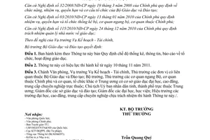 Thông tư 41/2011/TT-BGDĐT chế độ thống kê, thông tin, báo cáo