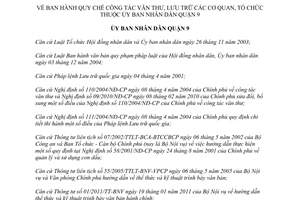 Quyết định 13/2011/QĐ-UBND Quy chế công tác văn thư lưu trữ cơ quan tổ chức Quận 9 Hồ Chí Minh