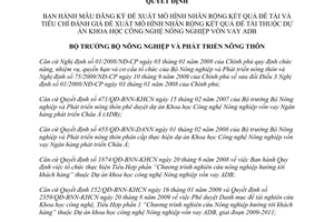 Quyết định 2217/QĐ-BNN-KHCN mẫu đăng ký và Tiêu chí đánh giá đề xuất