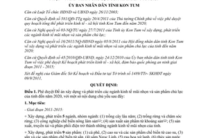 Quyết định 29/2011/QĐ-UBND Đề án xây dựng phát triển ngành kinh tế mũi nhọn Kon Tum