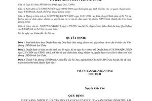 Quyết định 28/2011/QĐ-UBND chức năng cơ cấu tổ chức của Văn phòng Ủy ban nhân dân tỉnh Lai Châu