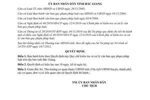 Quyết định 337/2011/QĐ-UBND kiểm tra xử lý văn bản tỉnh Bắc Giang