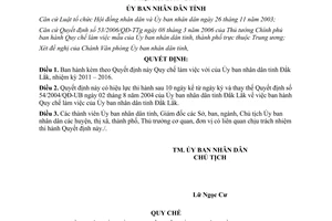 Quyết định 25/2011/QĐ-UBND Quy chế làm việc Ủy ban nhân dân Đắk Lắk