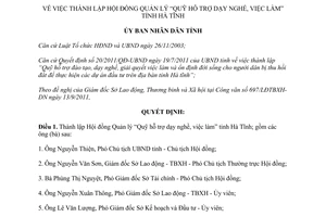 Quyết định số 3156/QĐ-UBND thành lập Hội đồng Quỹ hỗ trợ dạy nghề việc làm Hà Tĩnh