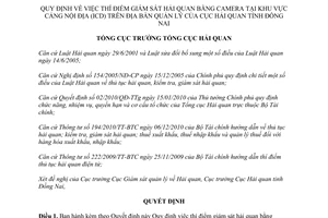 Quyết định 1865/QĐ-TCHQ  thí điểm giám sát hải quan bằng camera