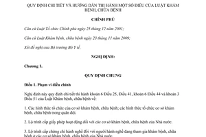 Nghị định 87/2011/NĐ-CP hướng dẫn Luật Khám bệnh, chữa bệnh