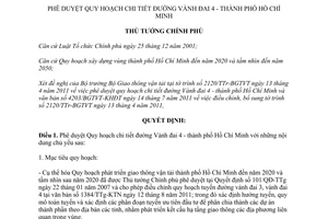 Quyết định 1698/QĐ-TTg  phê duyệt Quy hoạch chi tiết đường Vành đai 4