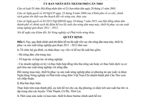 Quyết định 29/2011/QĐ-UBND hỗ trợ lãi suất nông dân mua máy thiết bị nông nghiệp