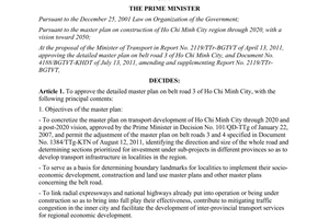 Decision No. 1697/QD-TTg approving the detailed master plan on belt road 3