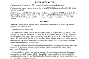 Decision No. 1698/QD-TTg approving the detailed master plan on belt road 4