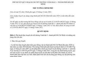 Quyết định 1697/QĐ-TTg phê duyệt Quy hoạch chi tiết đường Vành đai 3