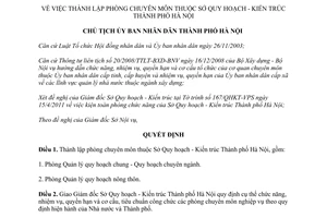 Quyết định 4499/QĐ-UBND thành lập phòng chuyên môn thuộc Sở Quy hoạch