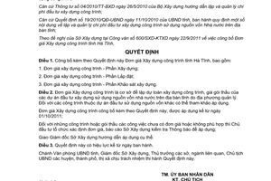 Quyết định 3181/QĐ-UBND công bố Đơn giá xây dựng công trình tỉnh Hà Tĩnh