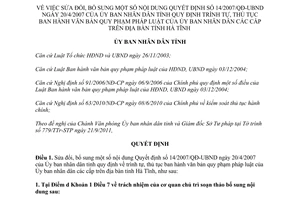 Quyết định 31/2011/QĐ-UBND sửa đổi Quyết định 14/2007/QĐ-UBND