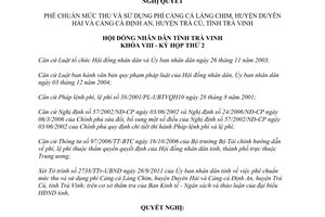 Nghị quyết 02/2011/NQ-HĐND thu sử dụng phí Cảng cá Láng chim Định An Trà Vinh