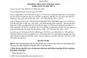 Nghị quyết 26/2011/NQ-HĐND17 mức thu học phí cơ sở giáo dục mầm non phổ thông công lập Bắc Ninh