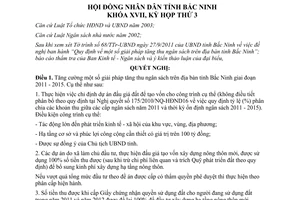 Nghị quyết 24/2011/NQ-HĐND giải pháp tăng thu ngân sách Bắc Ninh 2011 2015