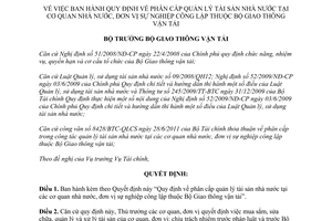 Quyết định 2147/QĐ-BGTVT phân cấp quản lý tài sản nhà nước