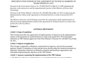Circular No. 24/2011/TT-BKHCN prescribing the organization of implementation