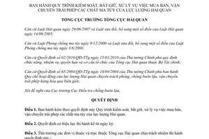 Quyết định 2005/QĐ-TCHQ năm 2011 bắt giữ xử lý mua bán vận chuyển ma túy