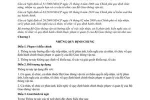 Thông tư 50/2011/TT-BGTVT hướng dẫn tiếp nhận, xử lý phản ánh, kiến nghị