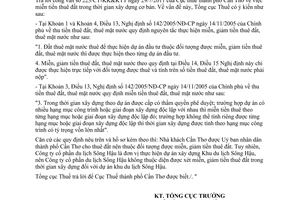 Công văn 3273/TCT-CS miễn giảm tiền thuê đất trong thời gian xây dựng cơ bản