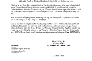 Công văn 84/TA-TKTH thống kê thụ lý vụ án hành chính từ ngày 01/7