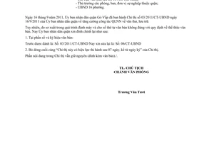 Công văn 1181/UBND đính chính Chỉ thị 03/2011/CT-UBND   tăng cường công tác