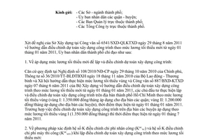 Công văn 4677/UBND-ĐTMT điều chỉnh dự toán xây dựng công trình theo mức lương