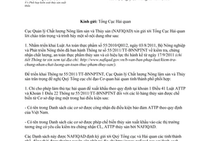 Công văn 1764/QLCL-CL1 năm 2011 phối hợp kiểm soát thủy sản xuất khẩu