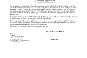 Công văn 6689/VPCP-HTQT chuyển địa điểm xây cơ sở mới Trường Đại học Thủy Lợi