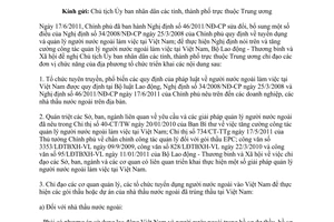 Công văn 3178/LĐTBXH-VL tăng cường quản lý người nước ngoài